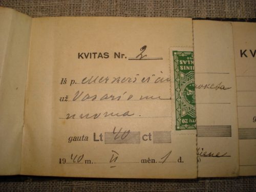 Kvitų knygelė, 1940 m.