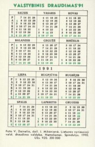 Kalendoriukas, 1991 - Image 2