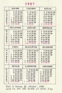 Kalendoriukas 1987 - Image 2