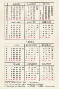 Kalendoriukas "Valstybinis draudimas - garantija", 1989 - Image 2
